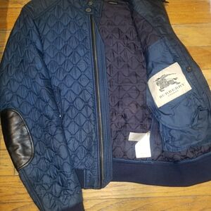 Burberry Men's Quilted Blue Bomber Jacket